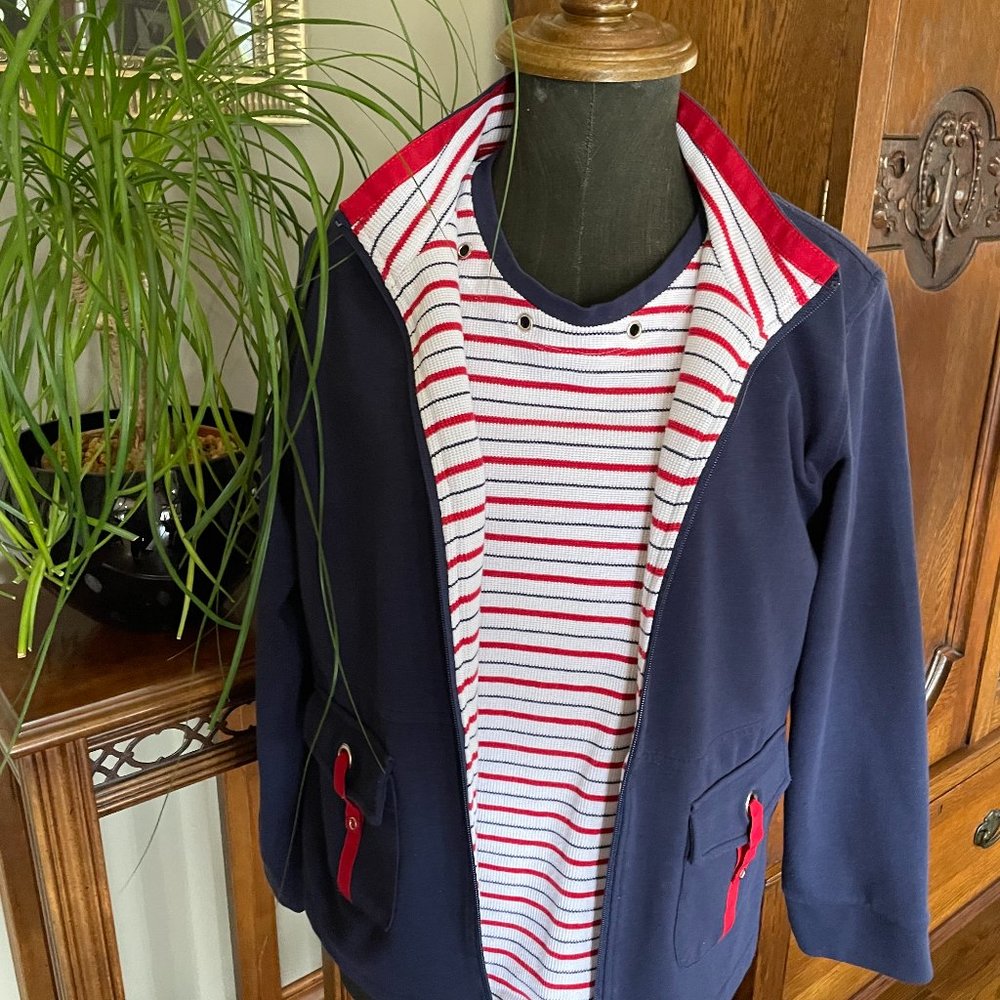 Allison Daley Jacket and White, Red & Navy Top (2pc)